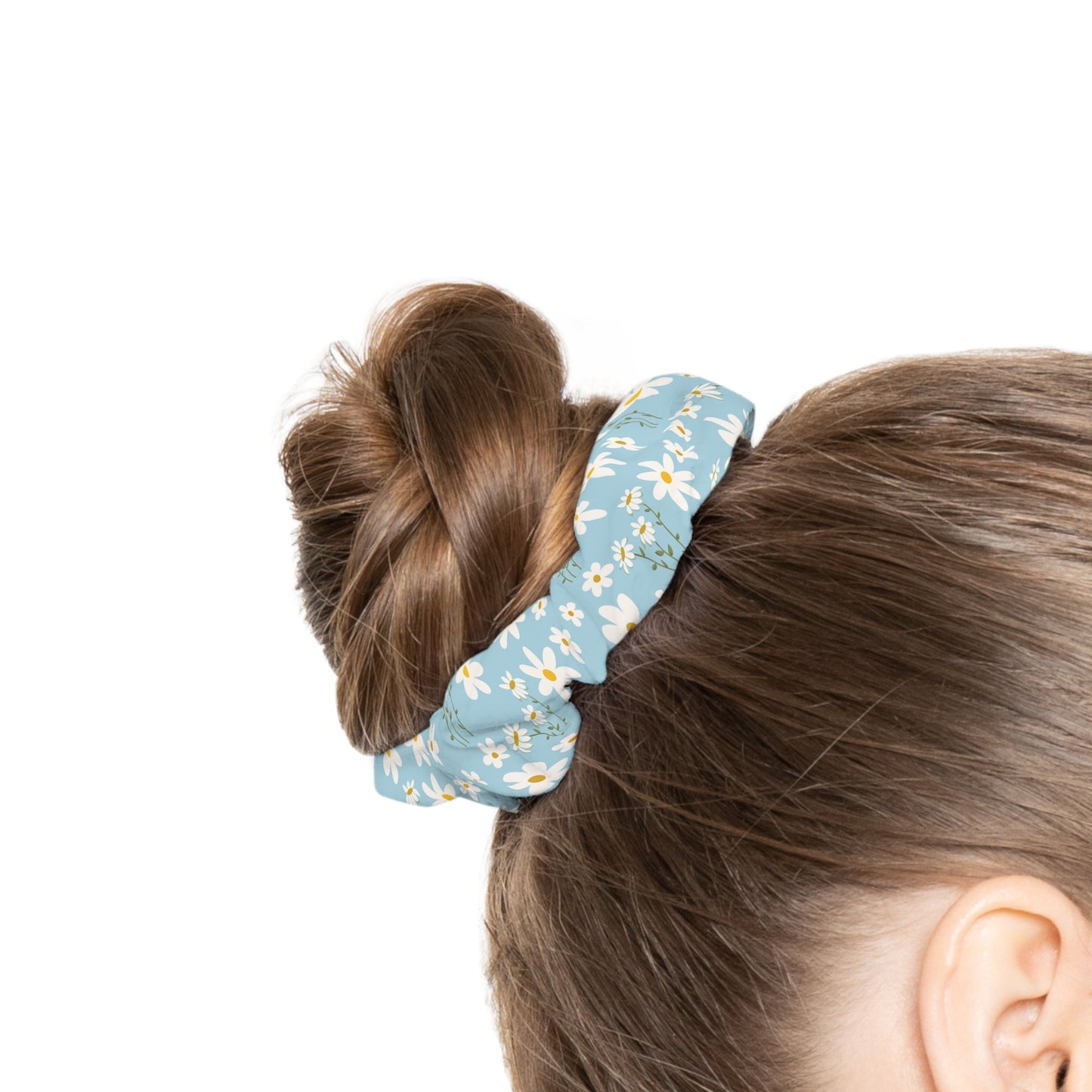 Sky Blue Daisy Scrunchie - Hair Accessories - Kristine Celestine