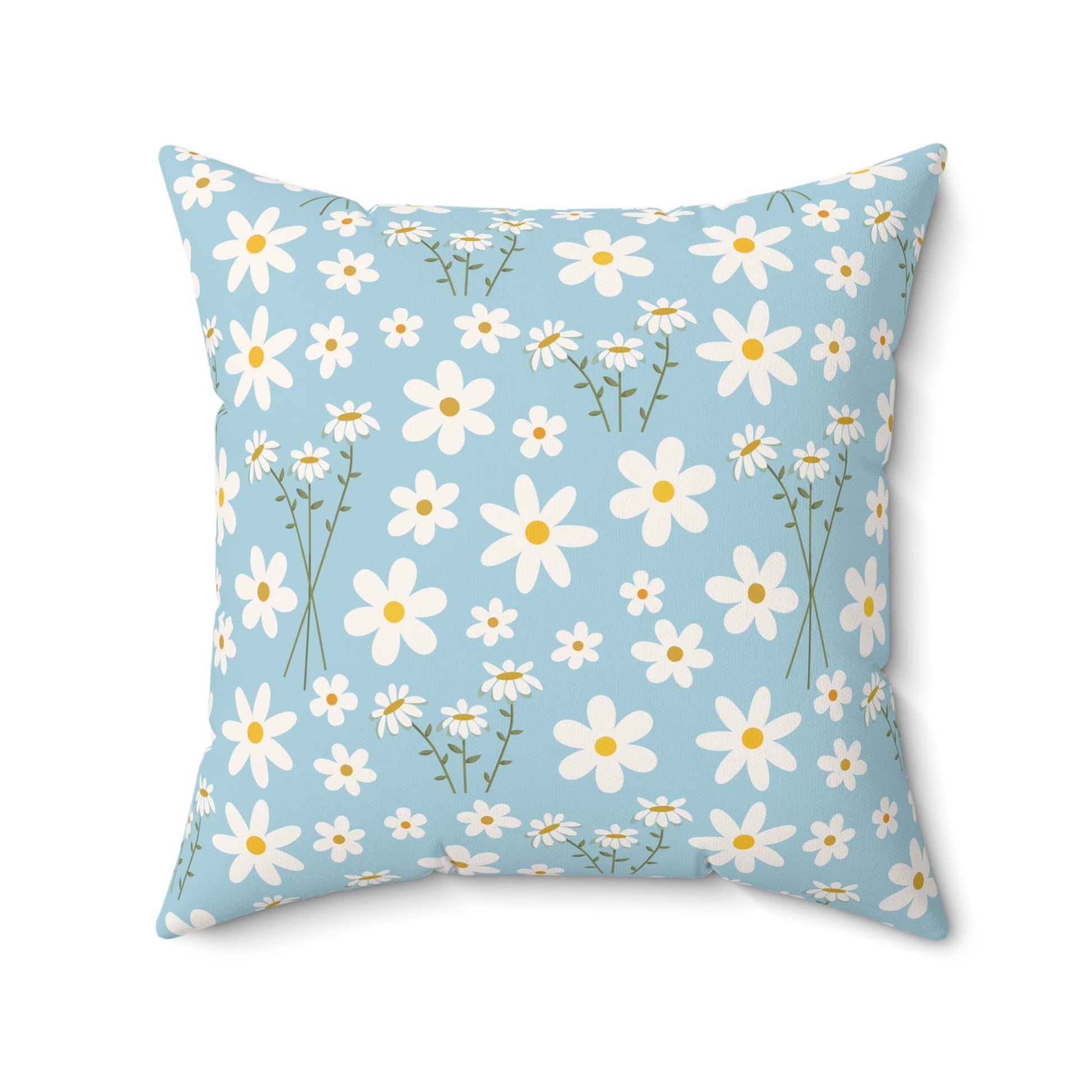 Sky Blue Daisy Square Pillow Cool Summer Flower Cushion Cute Calm Blue Spring Floral Throw Pillow Accent Pillow Dorm Room Decor - Home Decor - Kristine Celestine