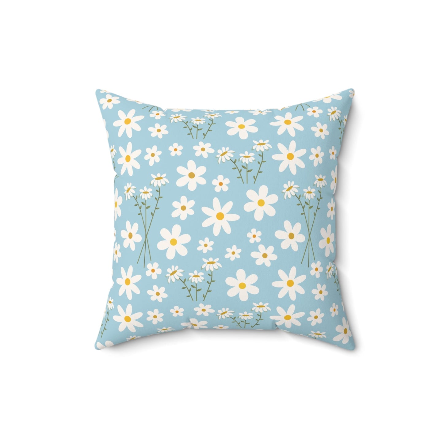 Sky Blue Daisy Square Pillow Cool Summer Flower Cushion Cute Calm Blue Spring Floral Throw Pillow Accent Pillow Dorm Room Decor - Home Decor - Kristine Celestine