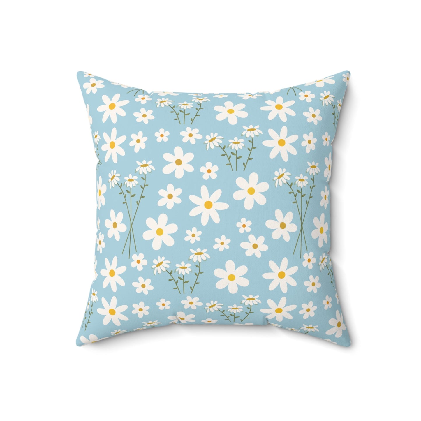 Sky Blue Daisy Square Pillow Cool Summer Flower Cushion Cute Calm Blue Spring Floral Throw Pillow Accent Pillow Dorm Room Decor - Home Decor - Kristine Celestine