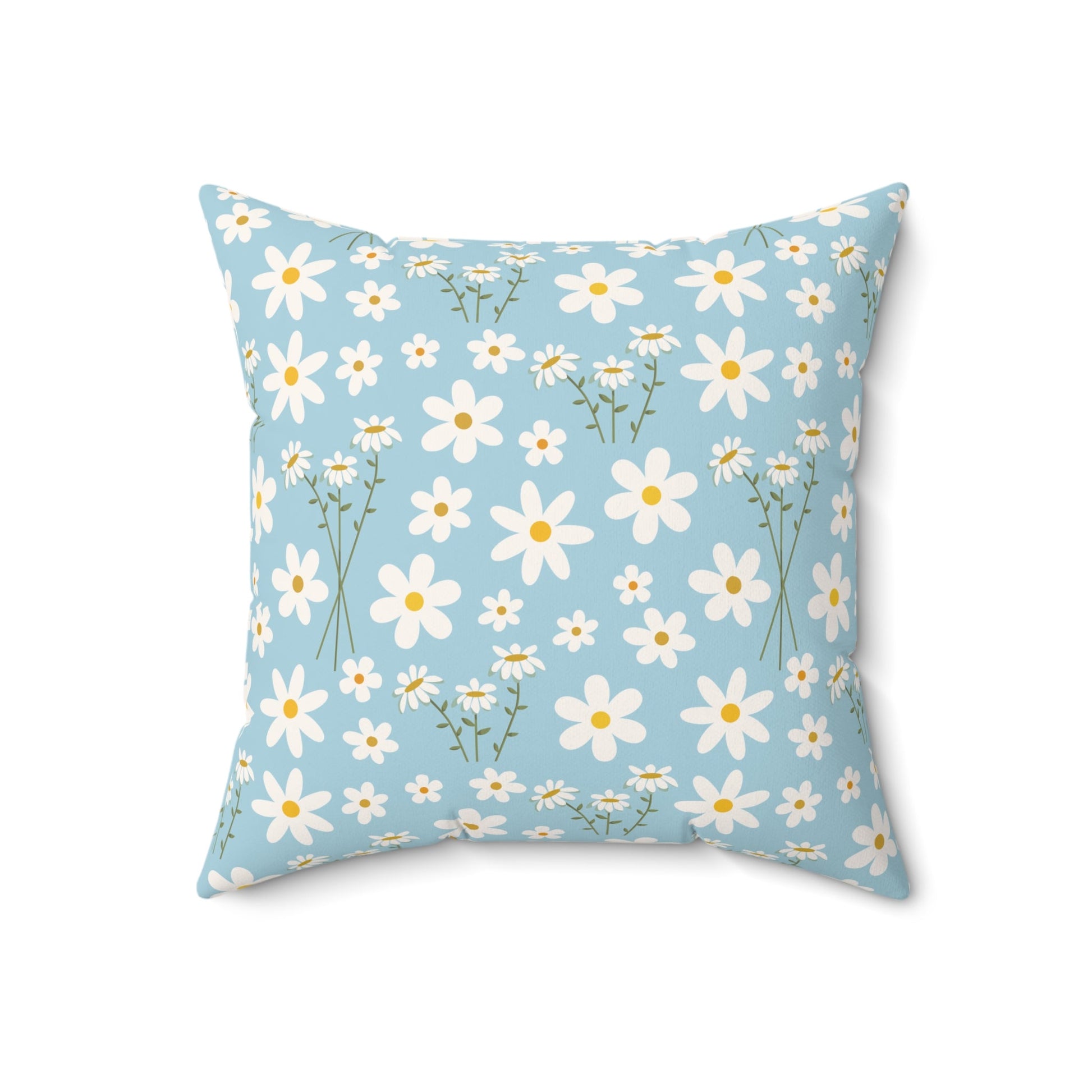 Sky Blue Daisy Square Pillow Cool Summer Flower Cushion Cute Calm Blue Spring Floral Throw Pillow Accent Pillow Dorm Room Decor - Home Decor - Kristine Celestine