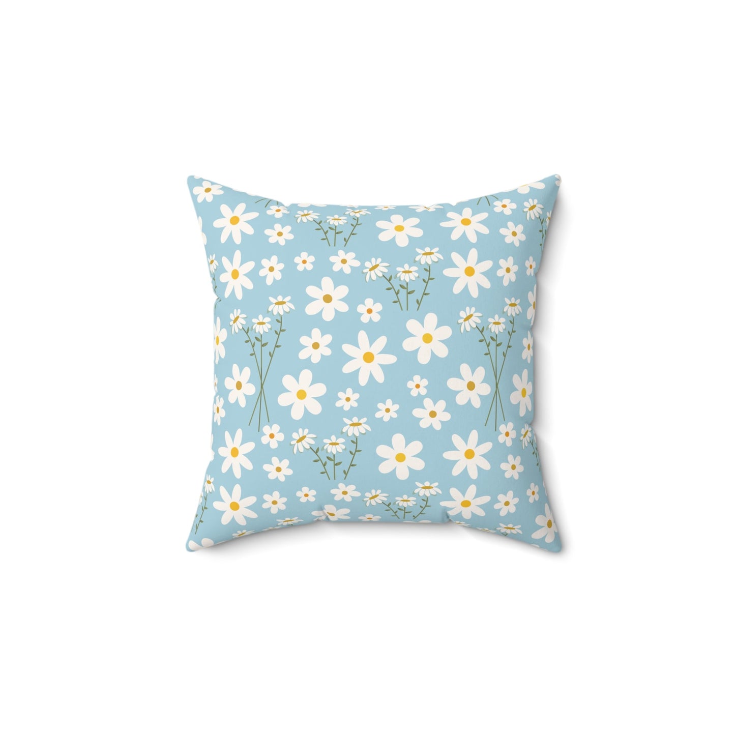 Sky Blue Daisy Square Pillow Cool Summer Flower Cushion Cute Calm Blue Spring Floral Throw Pillow Accent Pillow Dorm Room Decor - Home Decor - Kristine Celestine