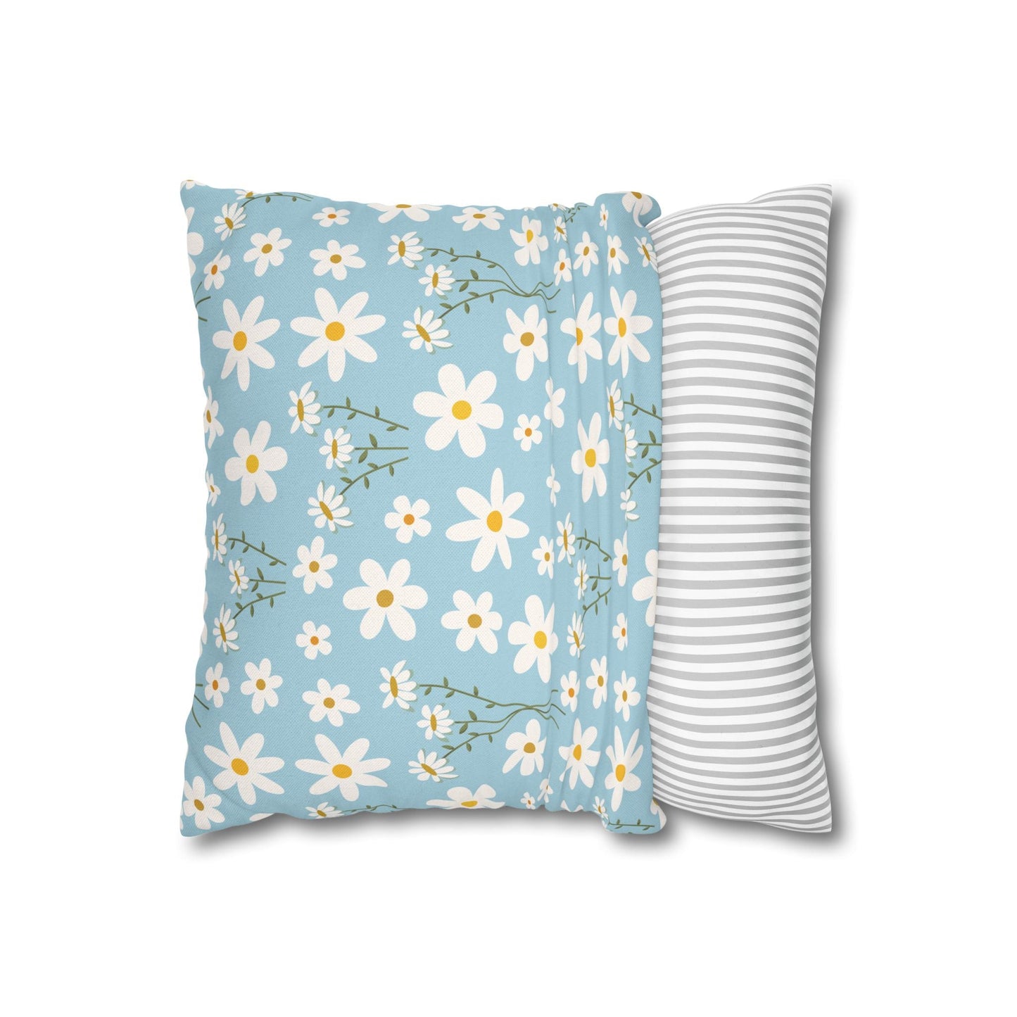 Sky Blue Daisy Square Pillowcase Pretty Cute Cool Summer Flower Pillow Sham Floral Spring Daisies Accent Pillowcase Dorm Room Decor - Home Decor - Kristine Celestine