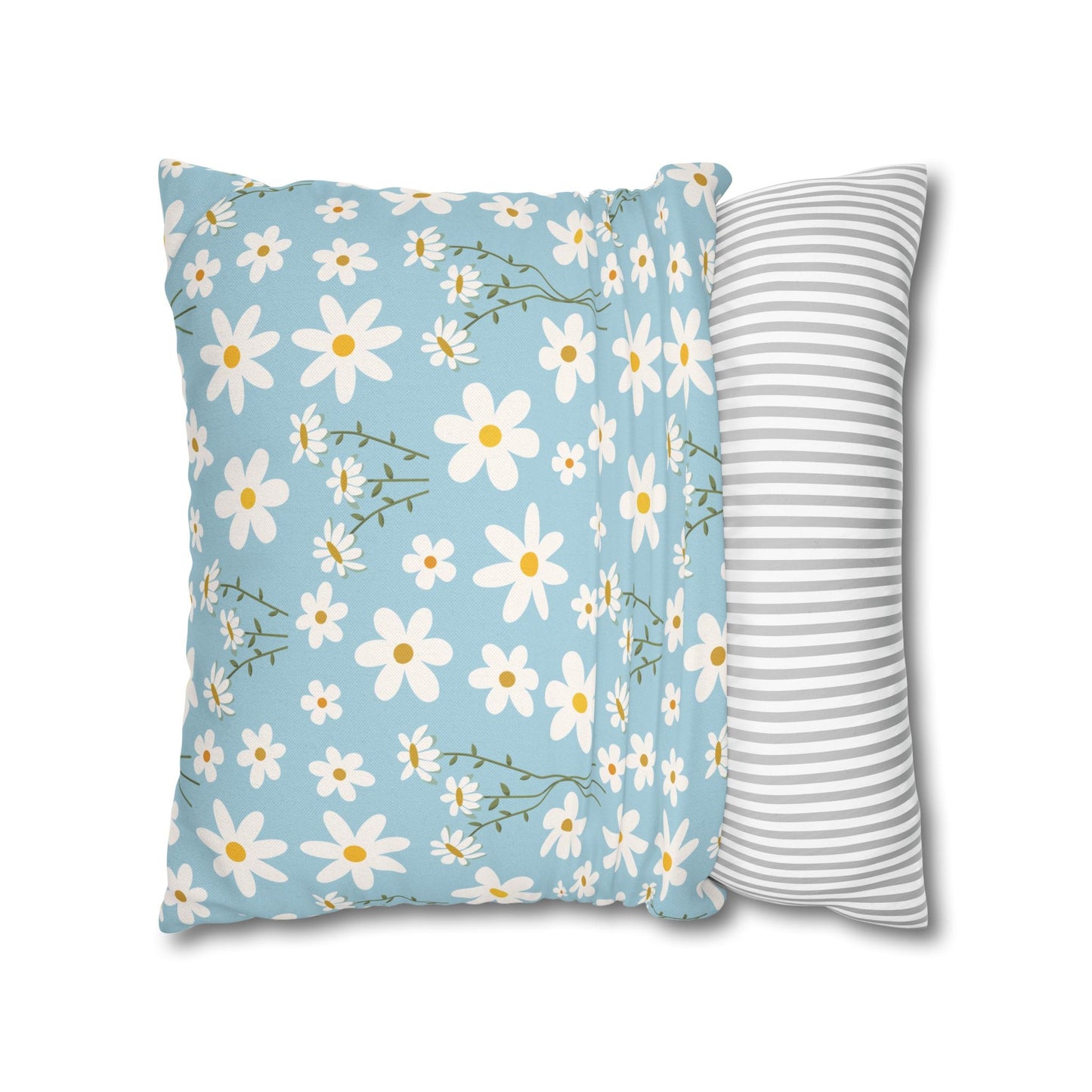 Sky Blue Daisy Square Pillowcase Pretty Cute Cool Summer Flower Pillow Sham Floral Spring Daisies Accent Pillowcase Dorm Room Decor - Home Decor - Kristine Celestine