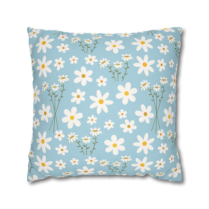 Sky Blue Daisy Square Pillowcase Pretty Cute Cool Summer Flower Pillow Sham Floral Spring Daisies Accent Pillowcase Dorm Room Decor - Home Decor - Kristine Celestine