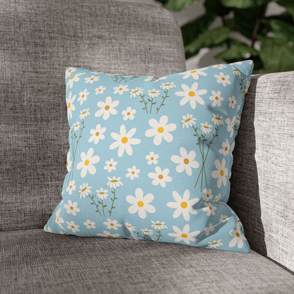 Sky Blue Daisy Square Pillowcase Pretty Cute Cool Summer Flower Pillow Sham Floral Spring Daisies Accent Pillowcase Dorm Room Decor - Home Decor - Kristine Celestine