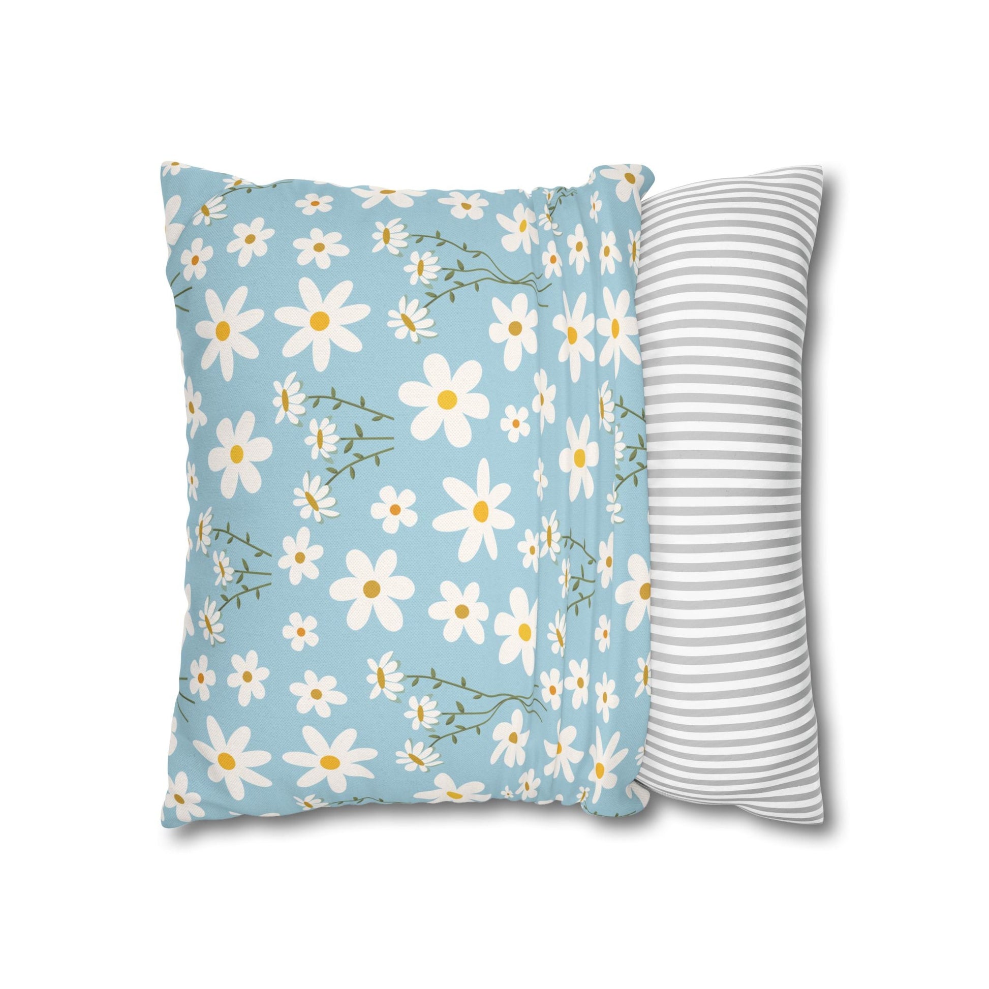 Sky Blue Daisy Square Pillowcase Pretty Cute Cool Summer Flower Pillow Sham Floral Spring Daisies Accent Pillowcase Dorm Room Decor - Home Decor - Kristine Celestine