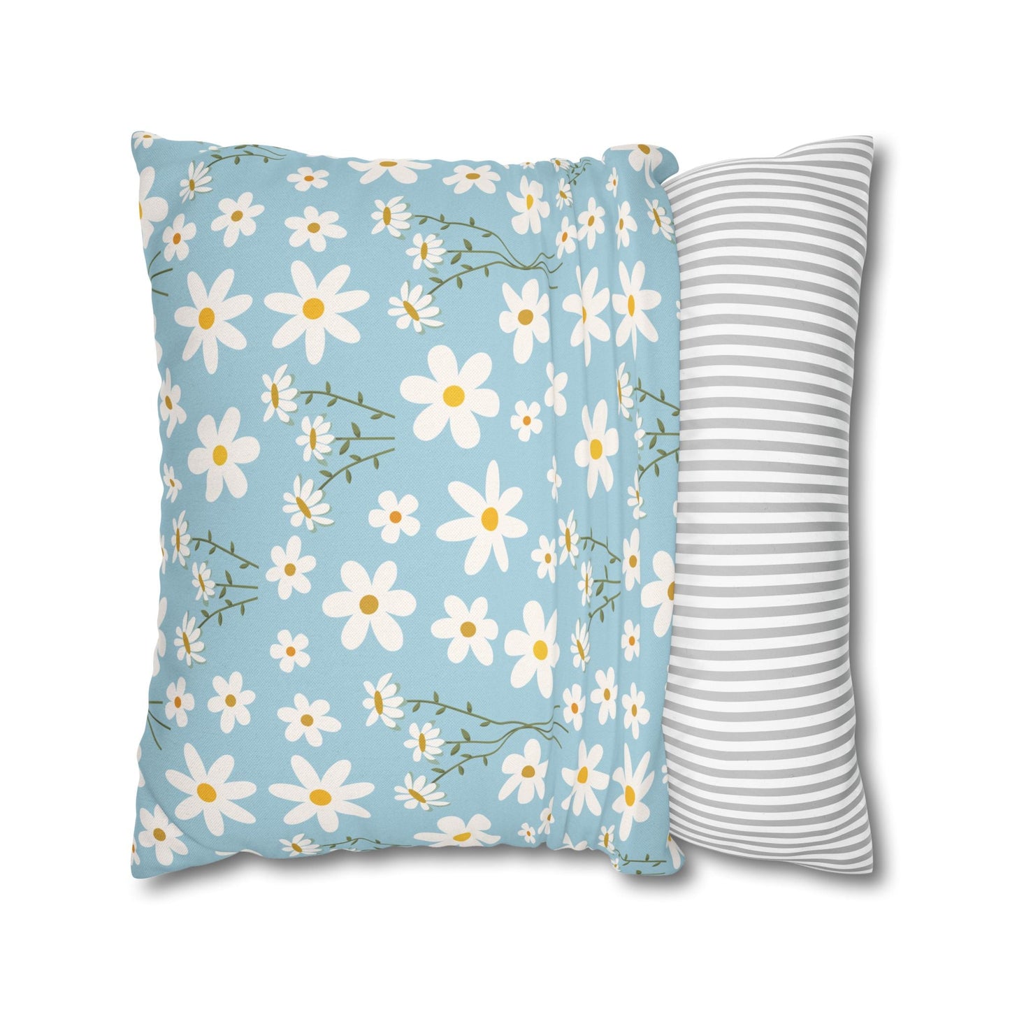 Sky Blue Daisy Square Pillowcase Pretty Cute Cool Summer Flower Pillow Sham Floral Spring Daisies Accent Pillowcase Dorm Room Decor - Home Decor - Kristine Celestine