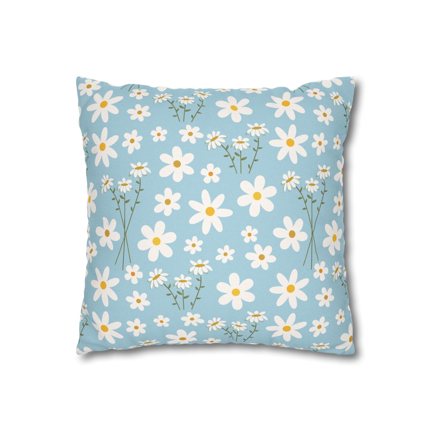 Sky Blue Daisy Square Pillowcase Pretty Cute Cool Summer Flower Pillow Sham Floral Spring Daisies Accent Pillowcase Dorm Room Decor - Home Decor - Kristine Celestine