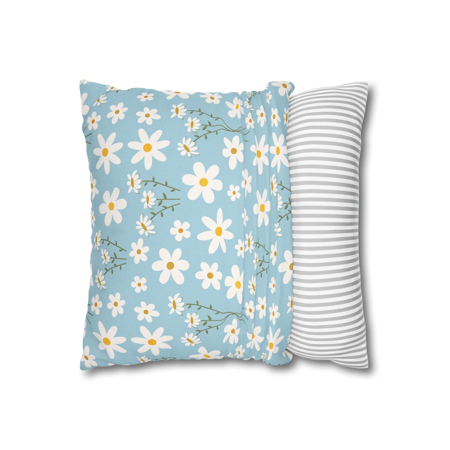 Sky Blue Daisy Square Pillowcase Pretty Cute Cool Summer Flower Pillow Sham Floral Spring Daisies Accent Pillowcase Dorm Room Decor - Home Decor - Kristine Celestine