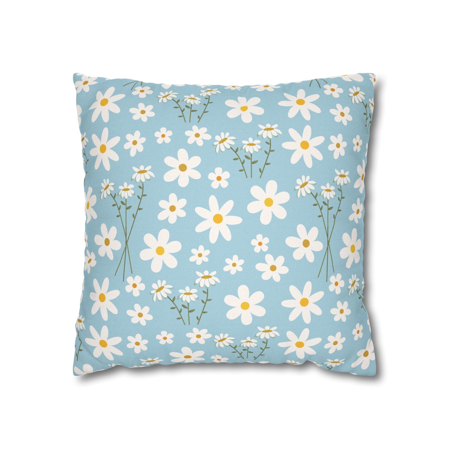 Sky Blue Daisy Square Pillowcase Pretty Cute Cool Summer Flower Pillow Sham Floral Spring Daisies Accent Pillowcase Dorm Room Decor - Home Decor - Kristine Celestine