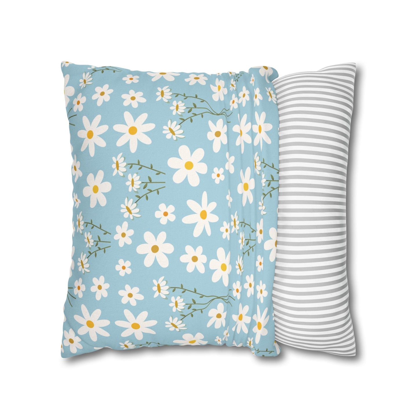 Sky Blue Daisy Square Pillowcase Pretty Cute Cool Summer Flower Pillow Sham Floral Spring Daisies Accent Pillowcase Dorm Room Decor - Home Decor - Kristine Celestine