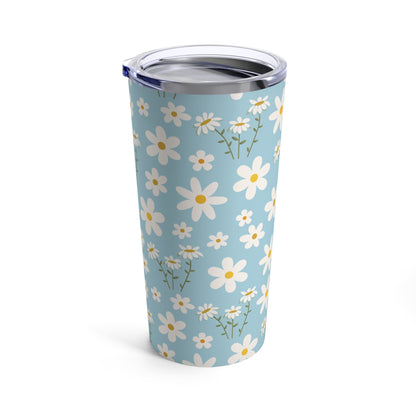 Sky Blue Daisy Tumbler 20 oz Cute Cool Summer Drinkware Calm Ocean Blue Spring Flower Classic Garden Lover Birthday Gift - Mug - Kristine Celestine