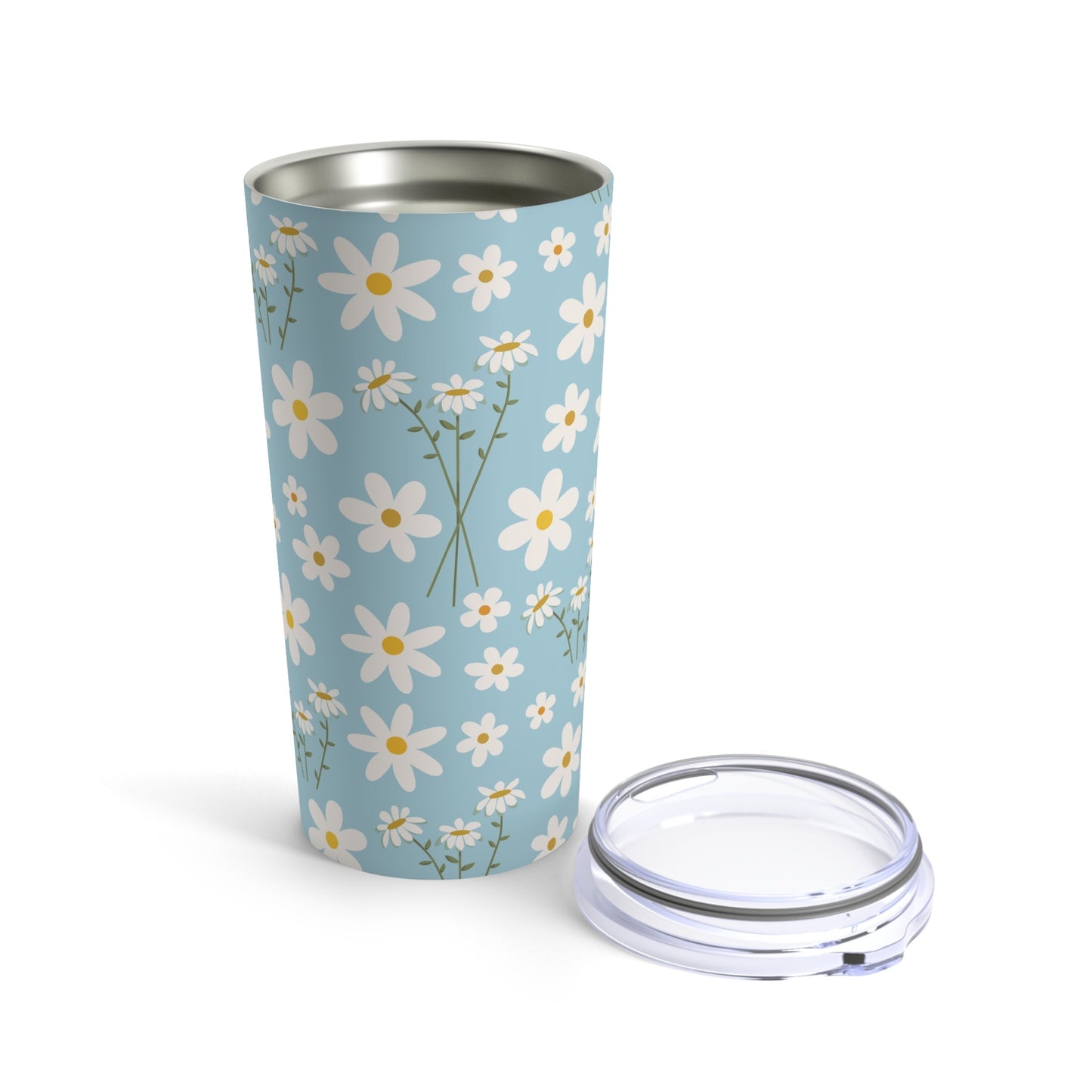 Sky Blue Daisy Tumbler 20 oz Cute Cool Summer Drinkware Calm Ocean Blue Spring Flower Classic Garden Lover Birthday Gift - Mug - Kristine Celestine