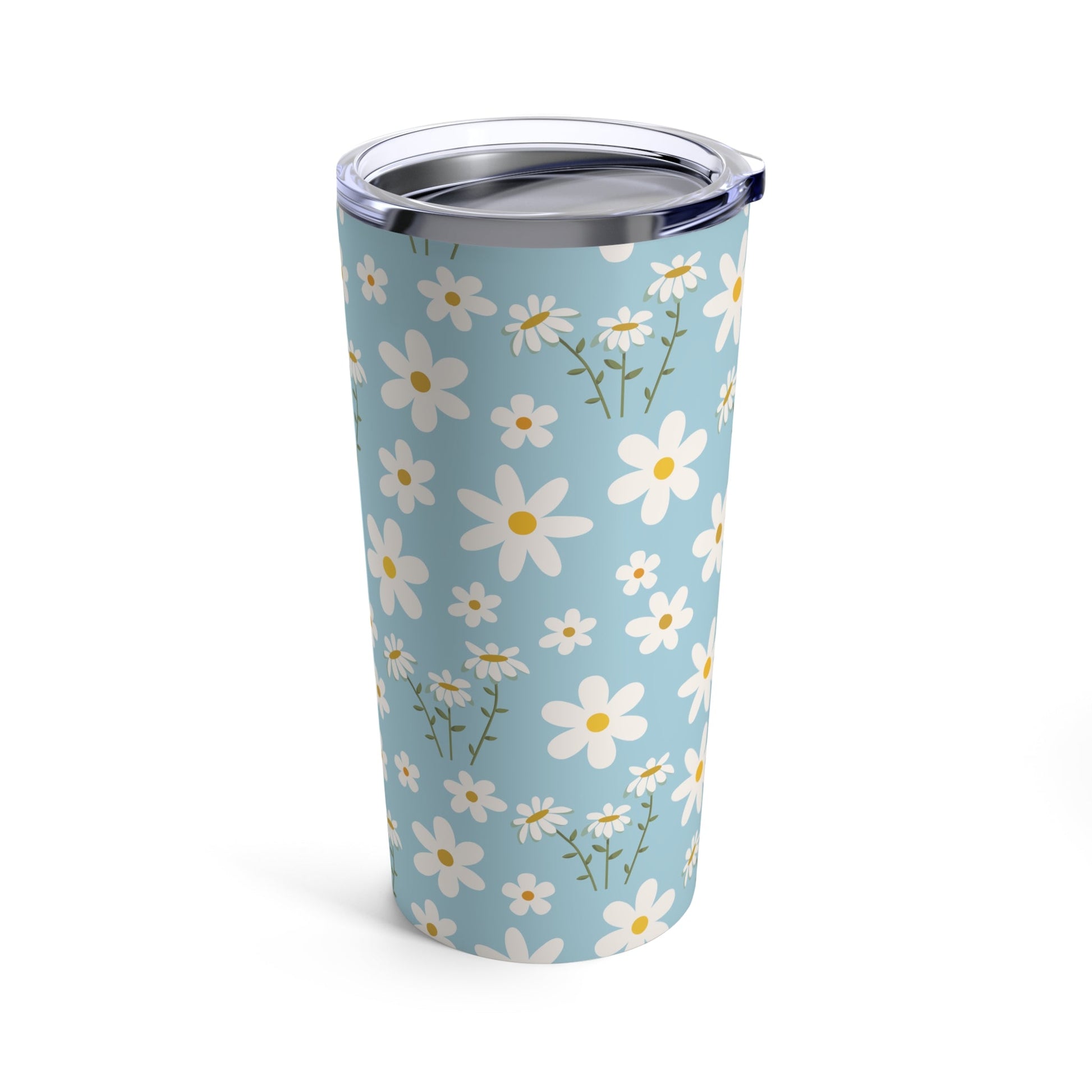 Sky Blue Daisy Tumbler 20 oz Cute Cool Summer Drinkware Calm Ocean Blue Spring Flower Classic Garden Lover Birthday Gift - Mug - Kristine Celestine