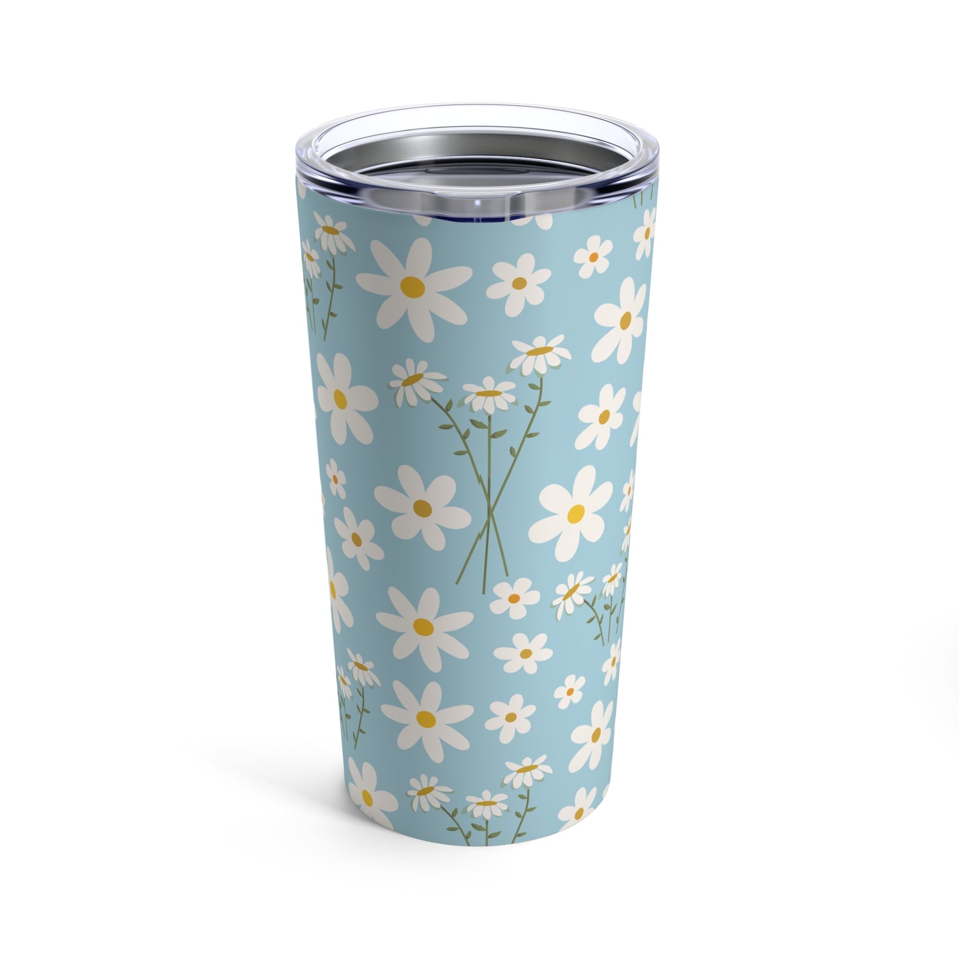 Sky Blue Daisy Tumbler 20 oz Cute Cool Summer Drinkware Calm Ocean Blue Spring Flower Classic Garden Lover Birthday Gift - Mug - Kristine Celestine