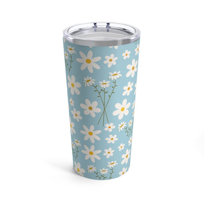 Sky Blue Daisy Tumbler 20 oz Cute Cool Summer Drinkware Calm Ocean Blue Spring Flower Classic Garden Lover Birthday Gift - Mug - Kristine Celestine