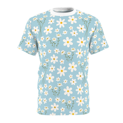 Sky Blue Daisy Patterned T - Shirt - T - Shirt - Kristine Celestine