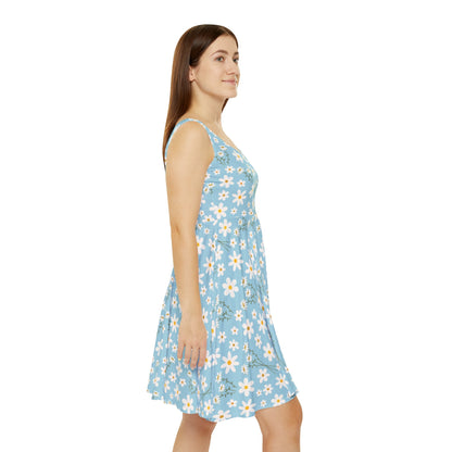 Sky Blue Daisy Women's Skater Dress - Dress - Kristine Celestine