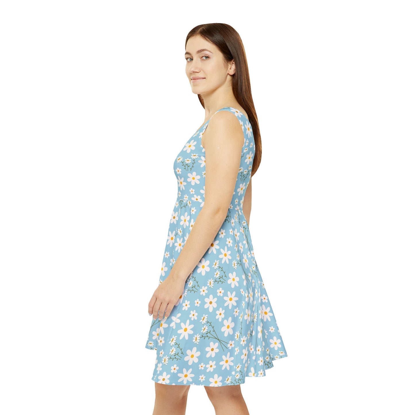 Sky Blue Daisy Women's Skater Dress - Dress - Kristine Celestine