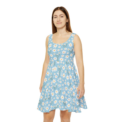 Sky Blue Daisy Women's Skater Dress - Dress - Kristine Celestine