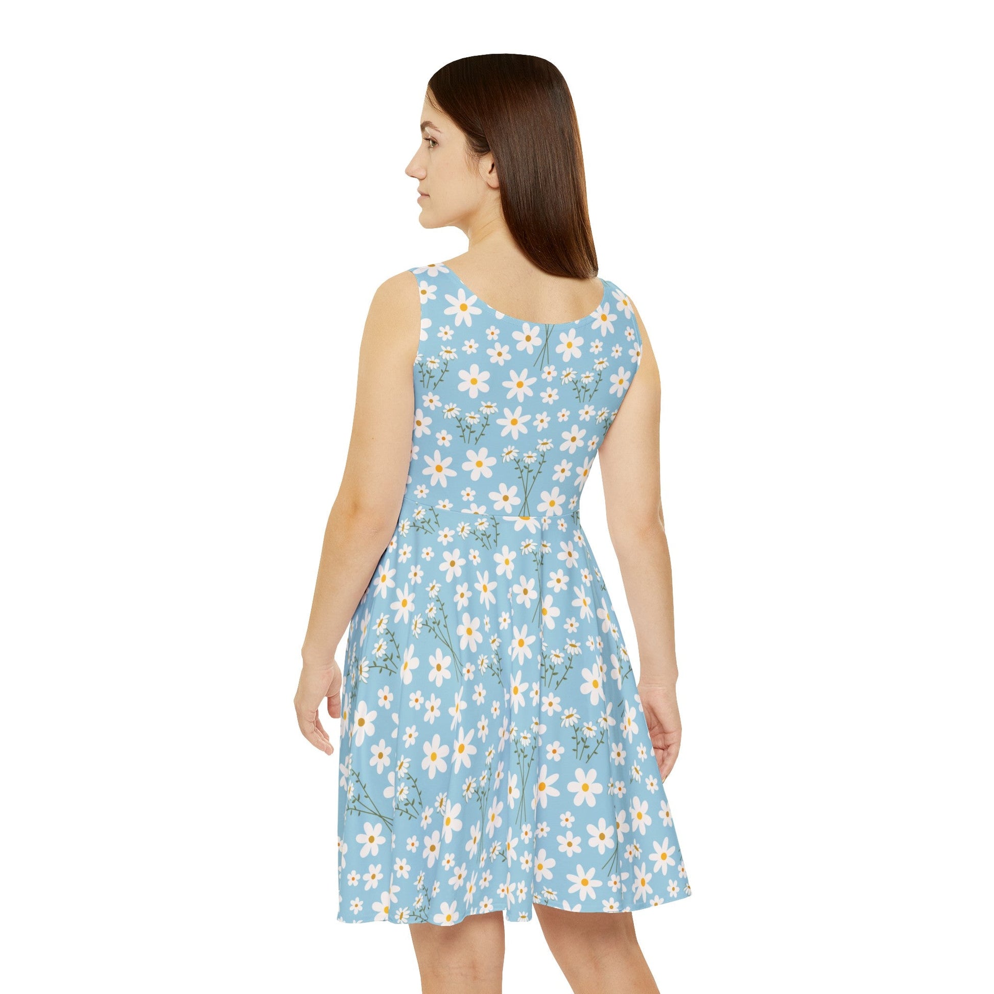 Sky Blue Daisy Women's Skater Dress - Dress - Kristine Celestine