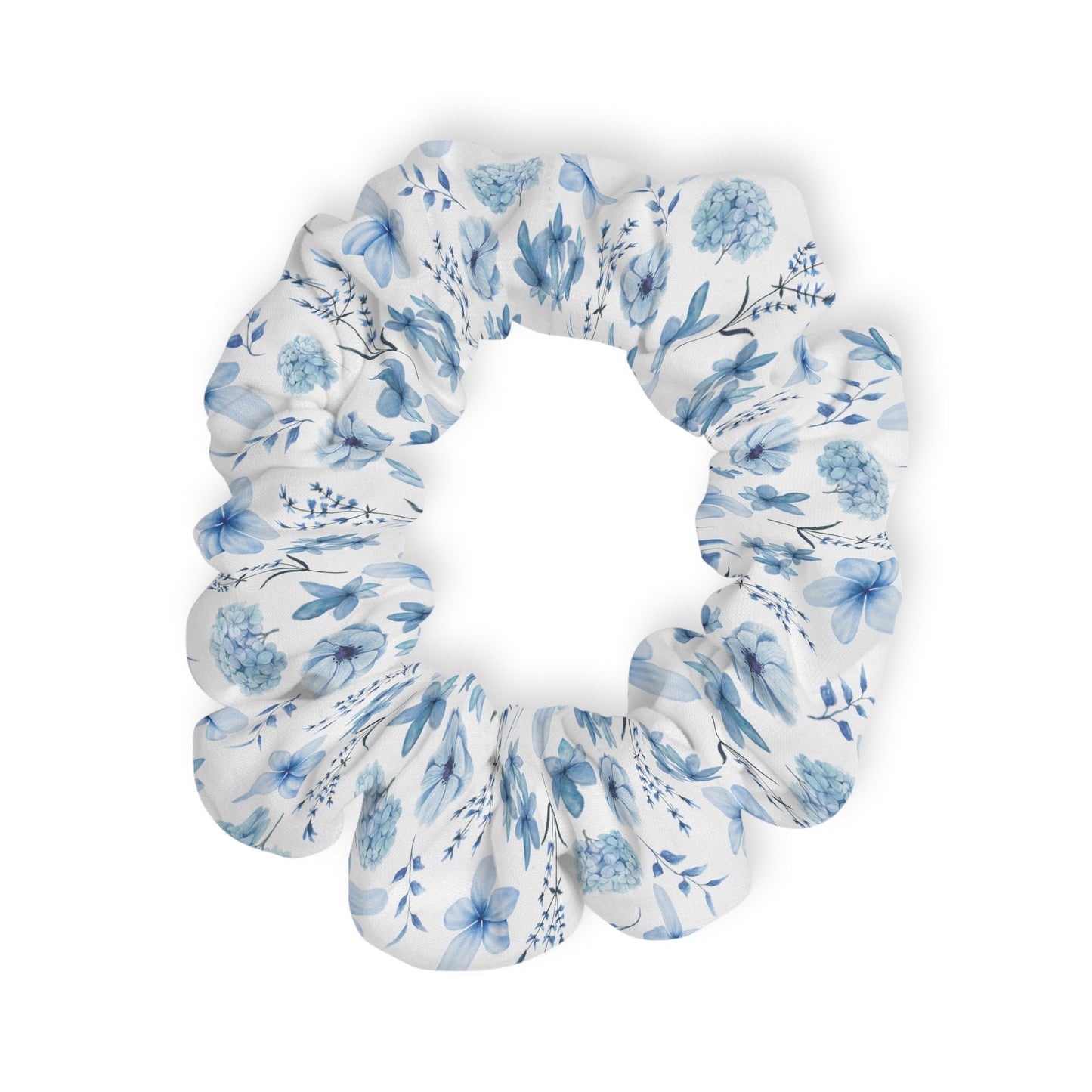 Snowy Blue Flowers Scrunchie - Hair Accessories - Kristine Celestine