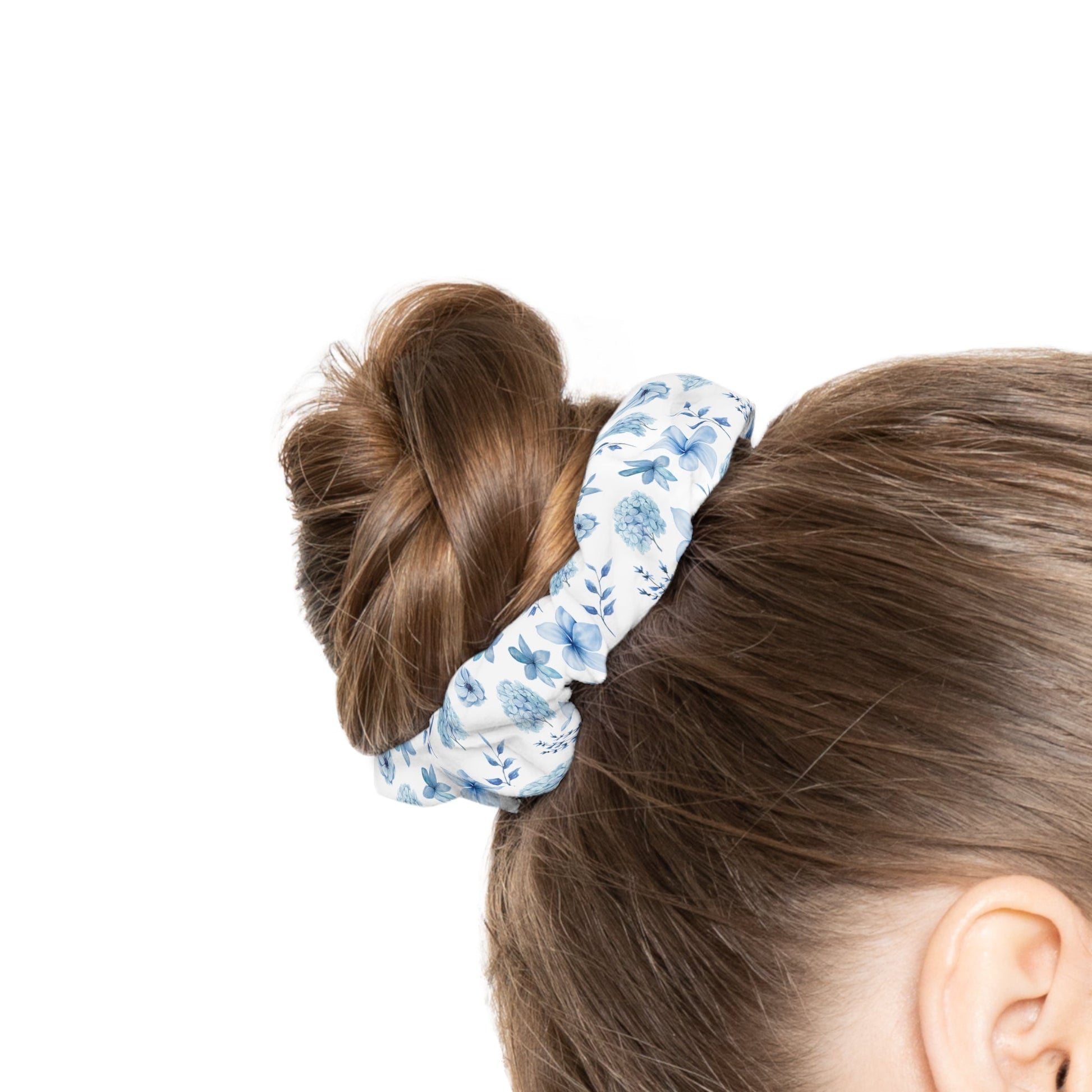 Snowy Blue Flowers Scrunchie - Hair Accessories - Kristine Celestine