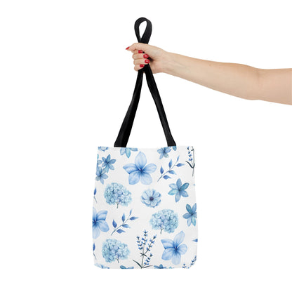 Snowy Blue Flowers Tote Bag - Bags - Kristine Celestine