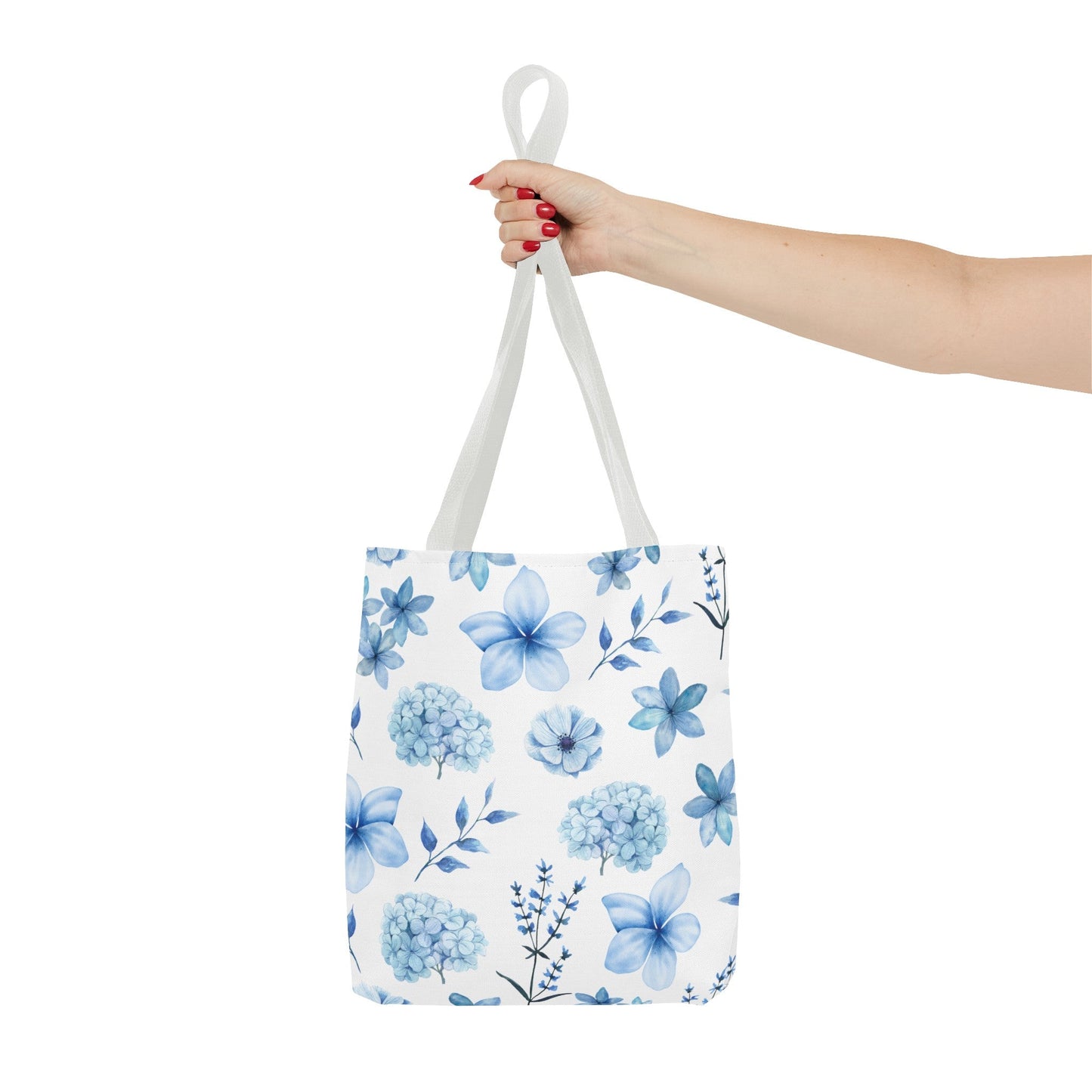 Snowy Blue Flowers Tote Bag - Bags - Kristine Celestine