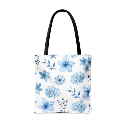 Snowy Blue Flowers Tote Bag - Bags - Kristine Celestine