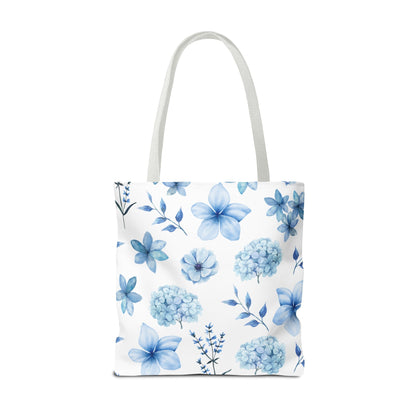 Snowy Blue Flowers Tote Bag - Bags - Kristine Celestine