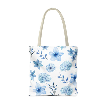 Snowy Blue Flowers Tote Bag - Bags - Kristine Celestine