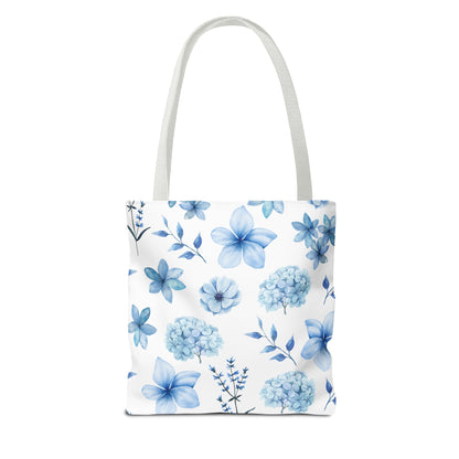 Snowy Blue Flowers Tote Bag - Bags - Kristine Celestine