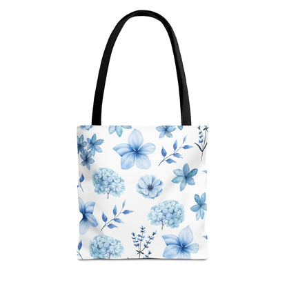 Snowy Blue Flowers Tote Bag - Bags - Kristine Celestine