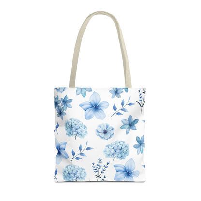 Snowy Blue Flowers Tote Bag - Bags - Kristine Celestine