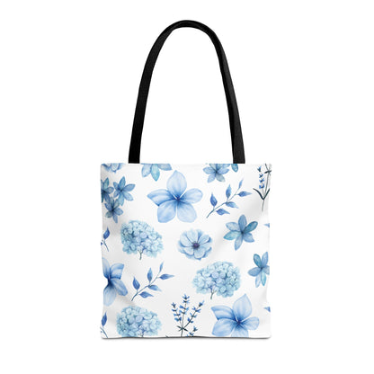 Snowy Blue Flowers Tote Bag - Bags - Kristine Celestine