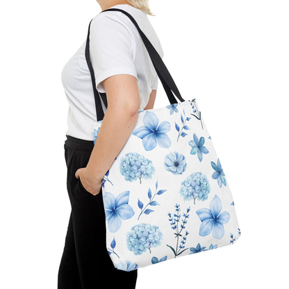 Snowy Blue Flowers Tote Bag - Bags - Kristine Celestine