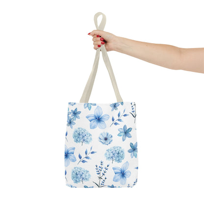 Snowy Blue Flowers Tote Bag - Bags - Kristine Celestine