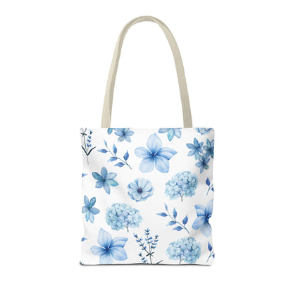 Snowy Blue Flowers Tote Bag - Bags - Kristine Celestine