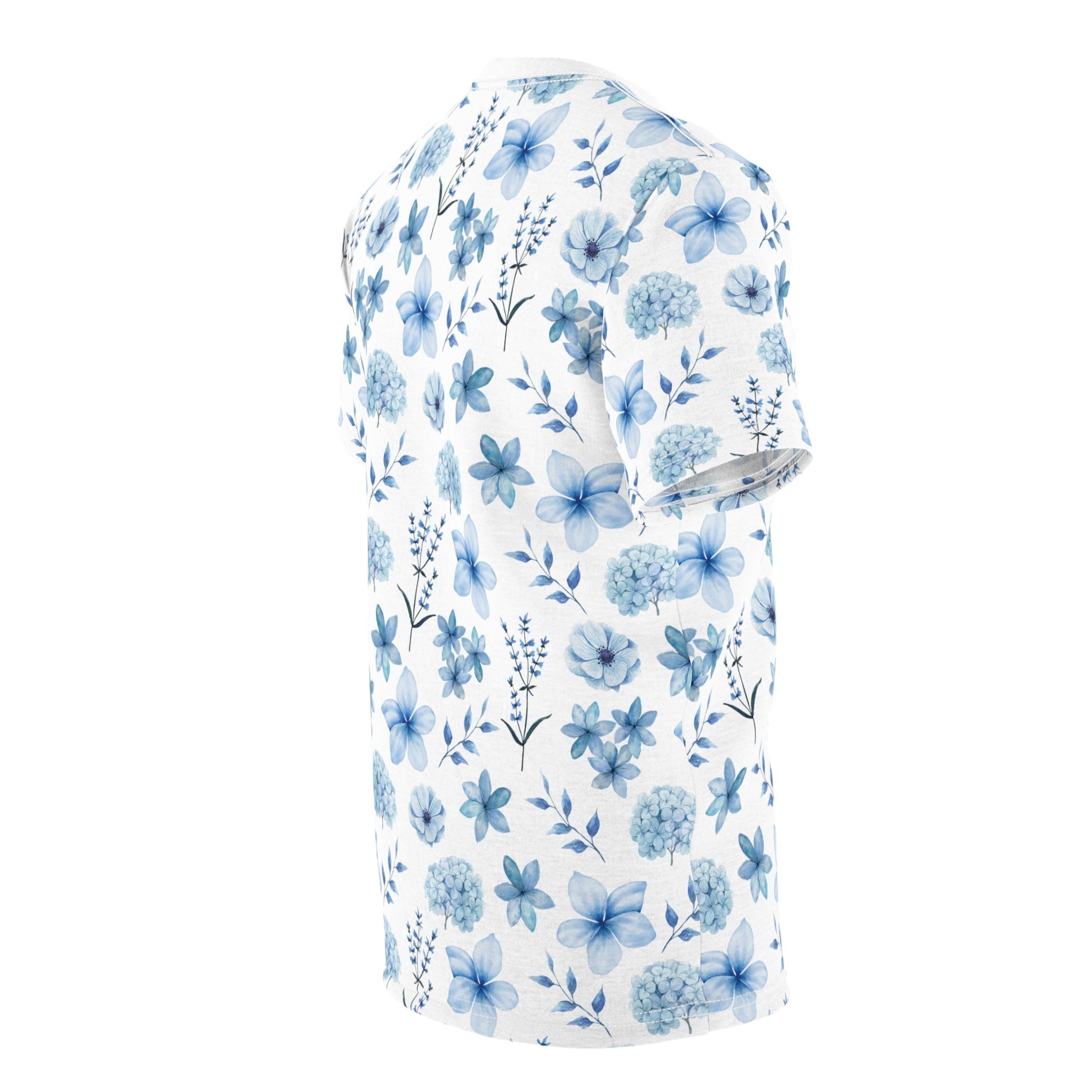 Snowy Blue Flowers Patterned T - Shirt - T - Shirt - Kristine Celestine