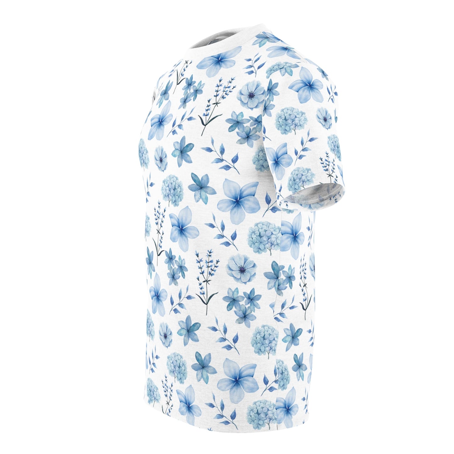 Snowy Blue Flowers Patterned T - Shirt - T - Shirt - Kristine Celestine