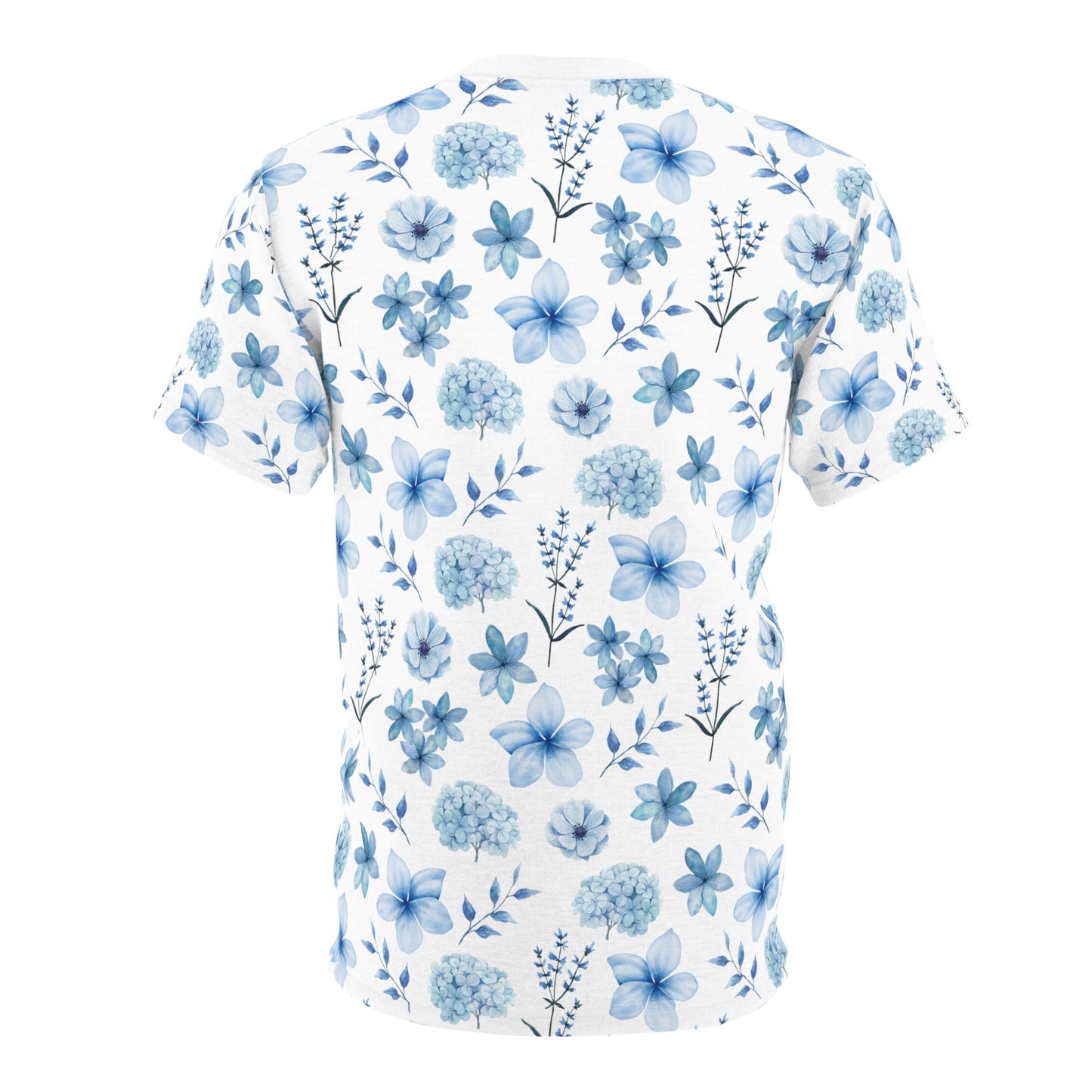 Snowy Blue Flowers Patterned T - Shirt - T - Shirt - Kristine Celestine