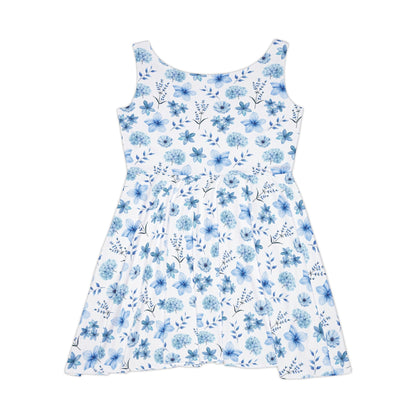 Snowy Blue Flowers Women's Skater Dress - Dress - Kristine Celestine