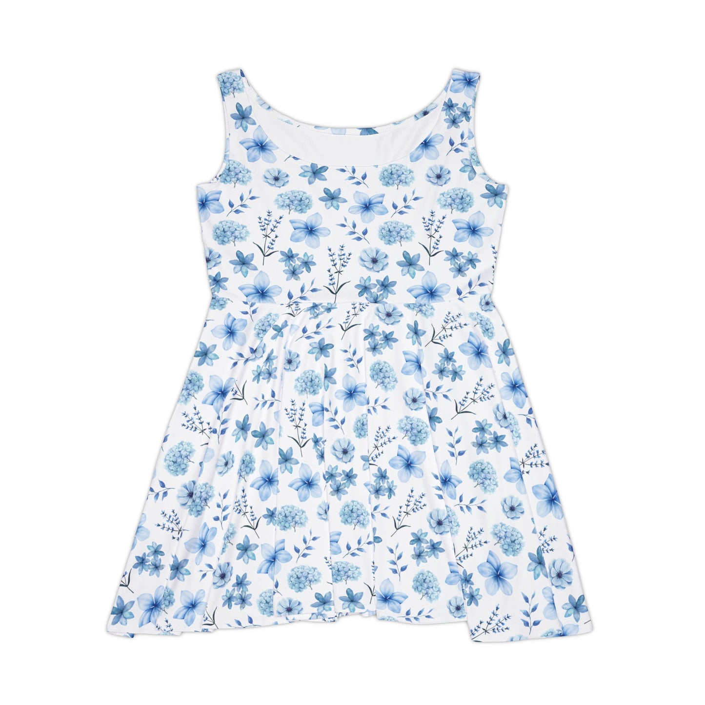 Snowy Blue Flowers Women's Skater Dress - Dress - Kristine Celestine