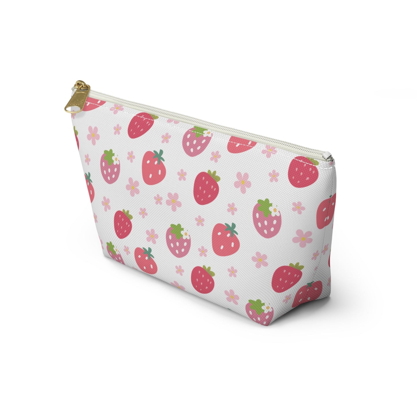 Strawberries and Daisies Accessory Pouch with T - bottom - Bags - Kristine Celestine