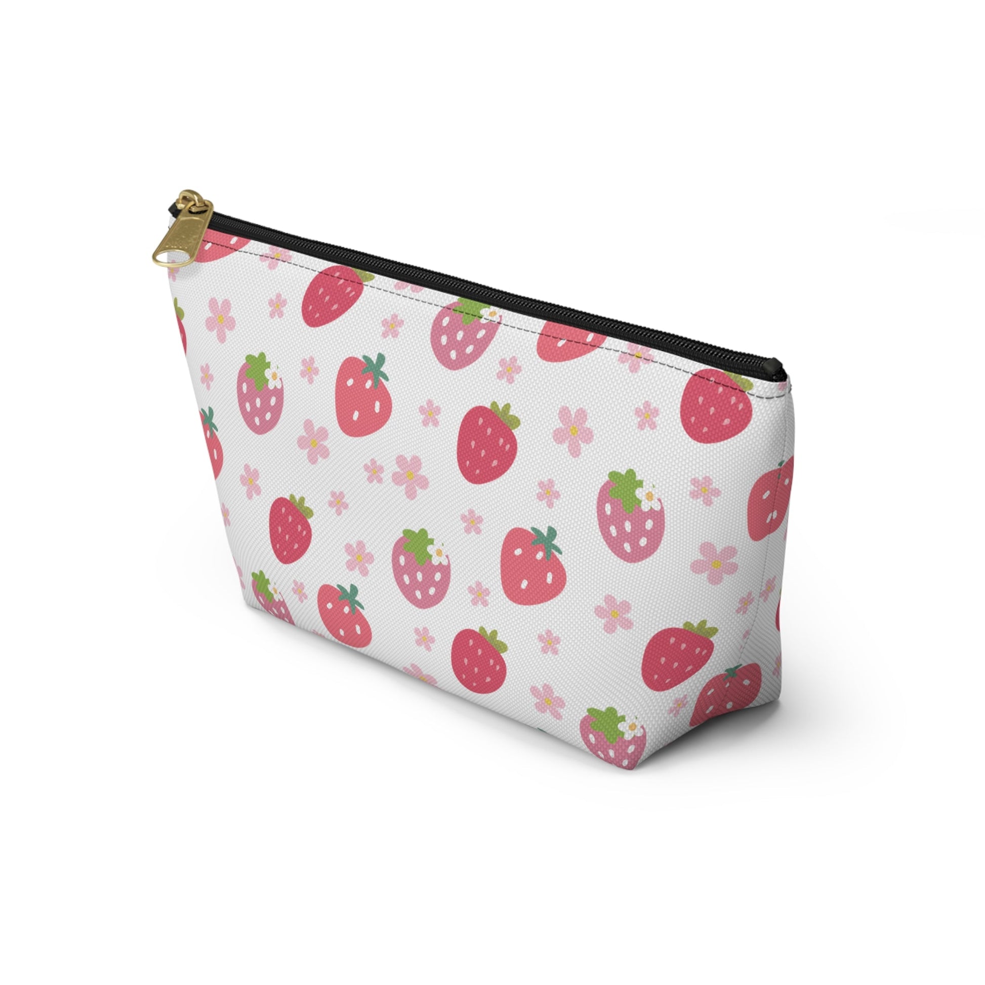 Strawberries and Daisies Accessory Pouch with T - bottom - Bags - Kristine Celestine