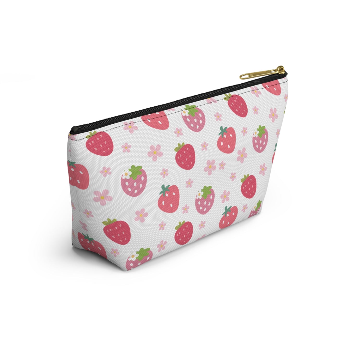 Strawberries and Daisies Accessory Pouch with T - bottom - Bags - Kristine Celestine