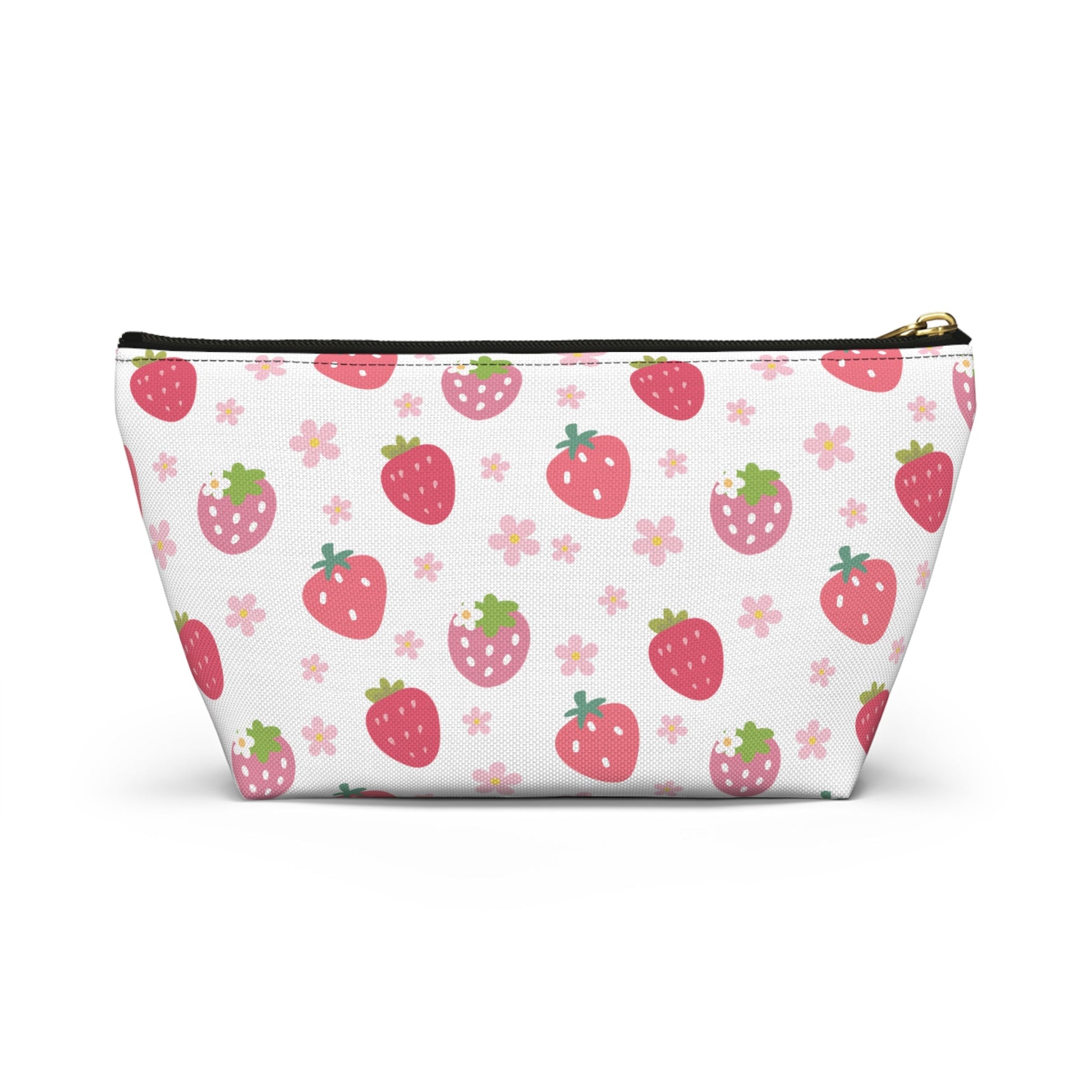 Strawberries and Daisies Accessory Pouch with T - bottom - Bags - Kristine Celestine