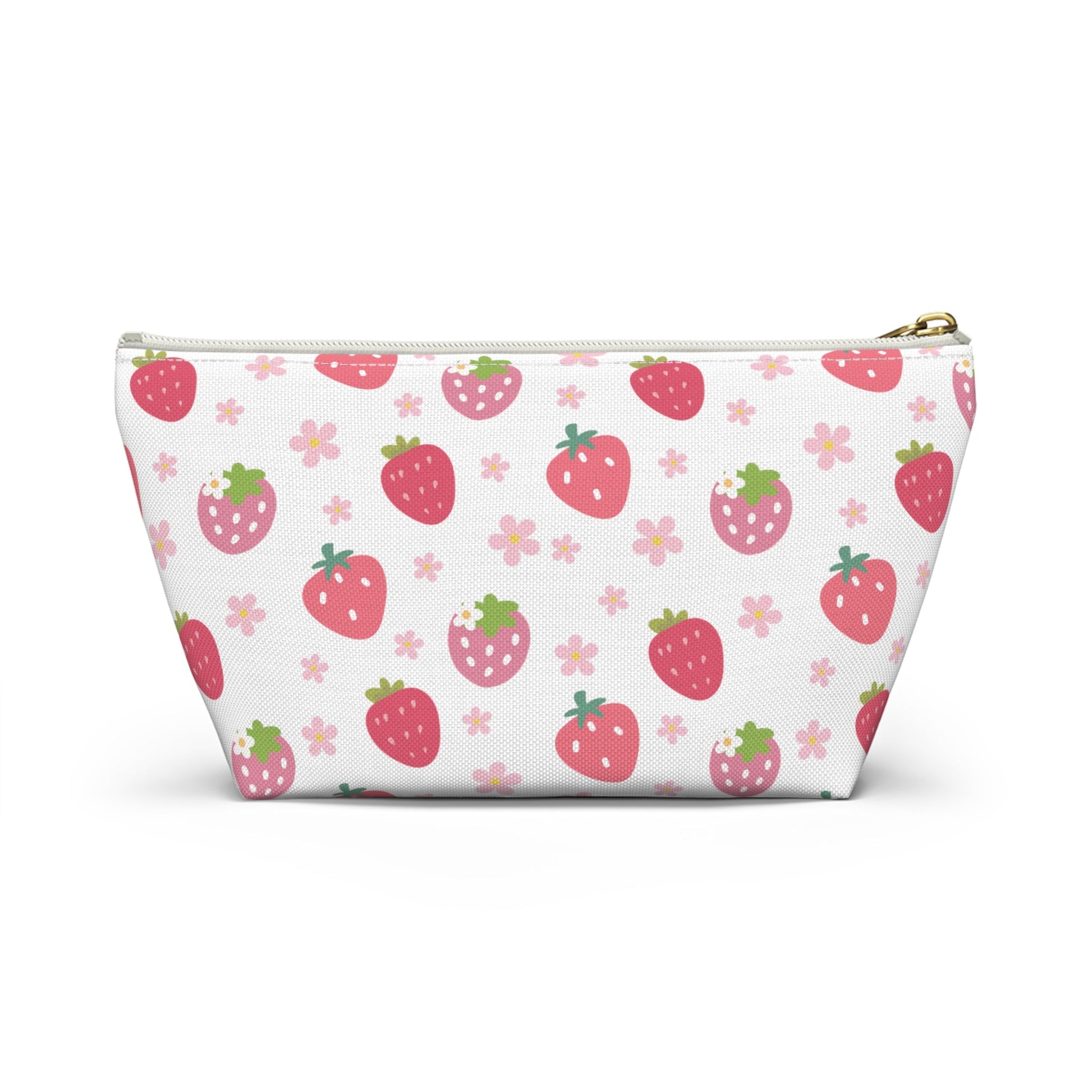 Strawberries and Daisies Accessory Pouch with T - bottom - Bags - Kristine Celestine